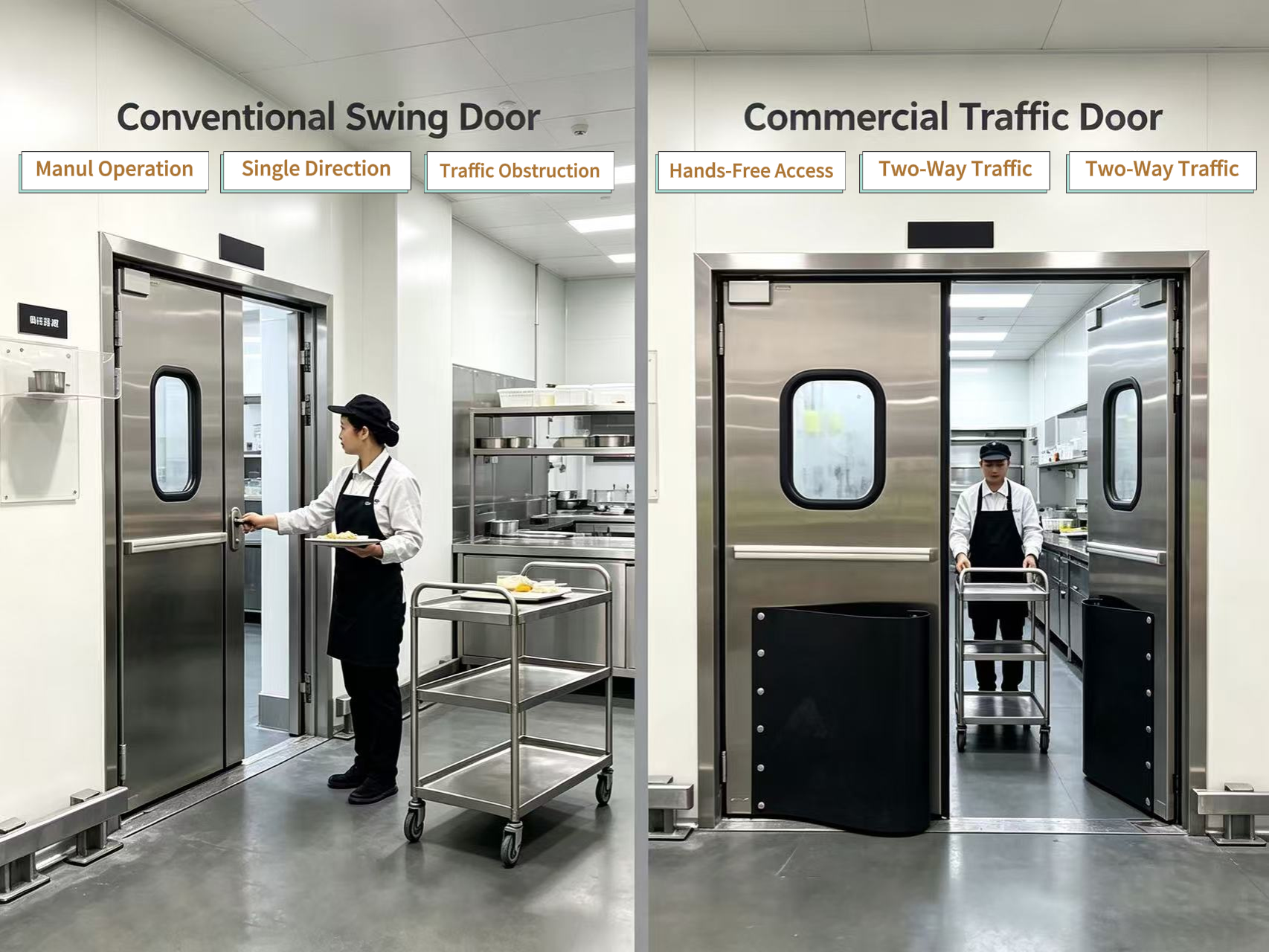 Conventional Swing Doors vs. Traffic Doors